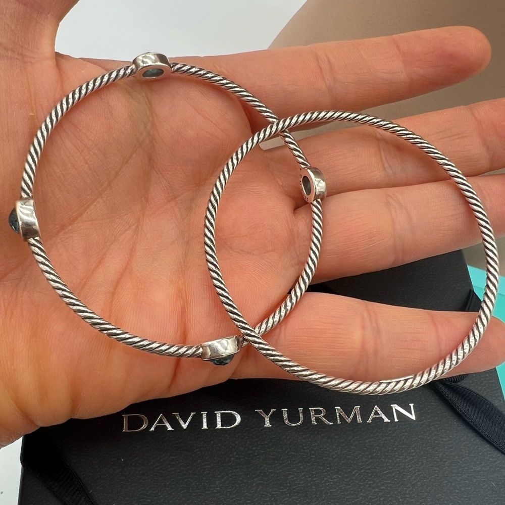 🔴Authentic DAVID YURMAN confetti 2 Silver Cable Bracelets🔴